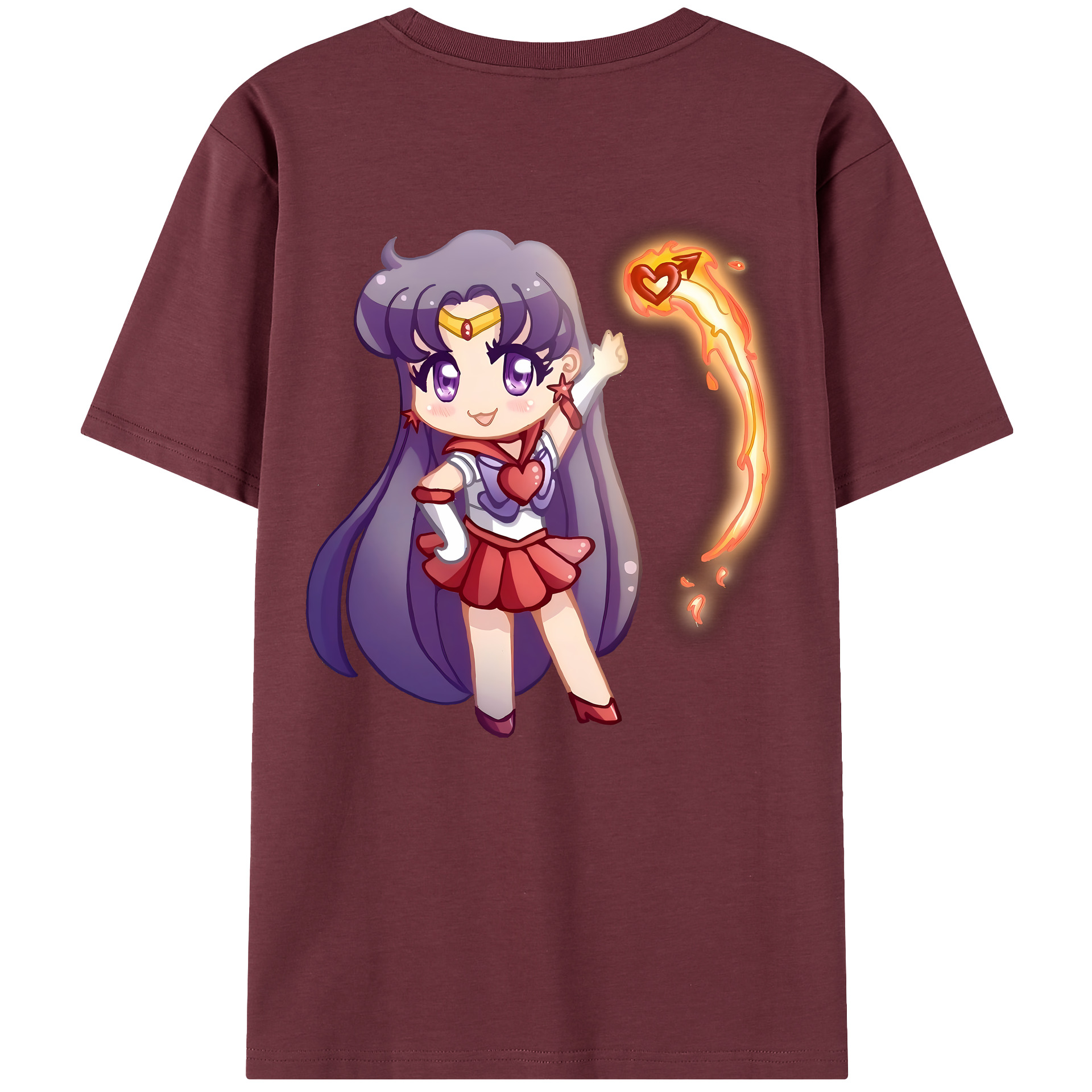 （画像用） 美少女戦士セーラームーン 火野レイ ひの レイ Sailor Moon Hino Rei （セーラーマーズ,Sailor Mars） 綿100％半袖Tシャツ（背面プリント）